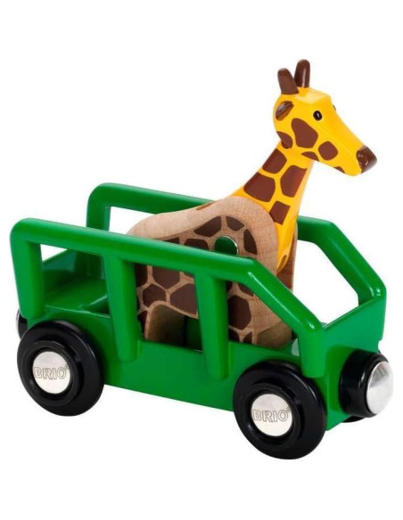 Conjunto Jirafa y Carro BRIO World | Juguete de Madera 8x5x7cm