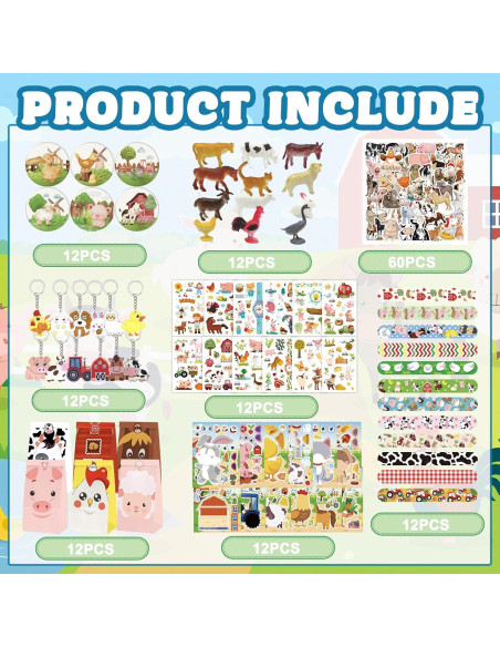 144 Piezas Suministros Fiesta Animales Granja Koeilay