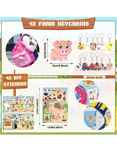 144 Piezas Suministros Fiesta Animales Granja Koeilay