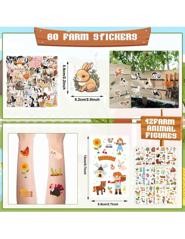 144 Piezas Suministros Fiesta Animales Granja Koeilay