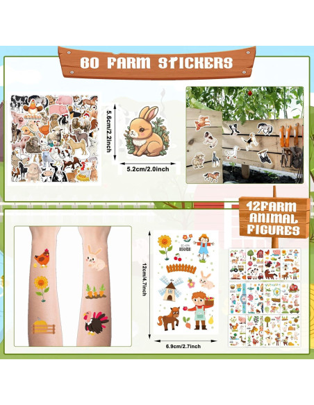 144 Piezas Suministros Fiesta Animales Granja Koeilay