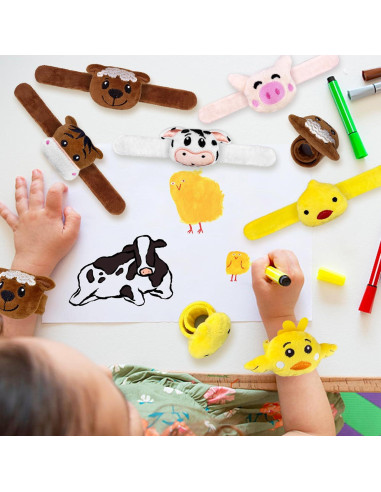 12 Pulseras de Golpe de Animales de Granja XIPEGPA 20 cm