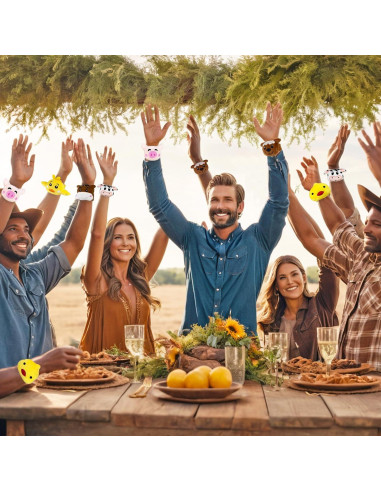 12 Pulseras de Golpe de Animales de Granja XIPEGPA 20 cm