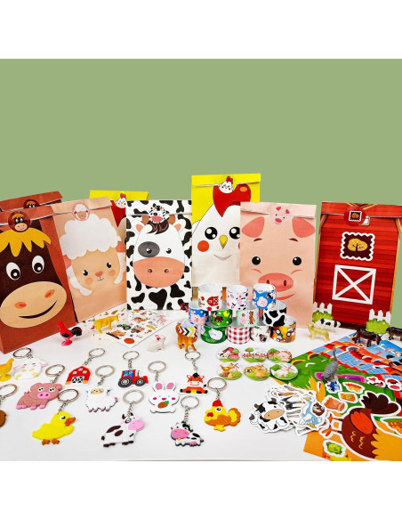 144 Piezas Suministros Fiesta Animales Granja Koeilay
