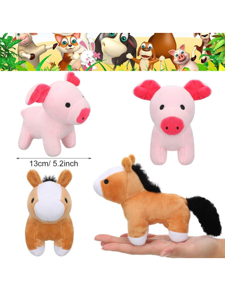 Kasyat 6 Mini Juguetes de Peluche Animales de Granja 13 cm