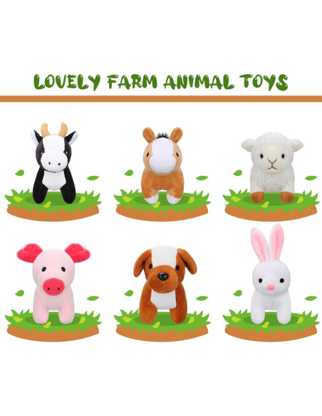 Kasyat 6 Mini Juguetes de Peluche Animales de Granja 13 cm