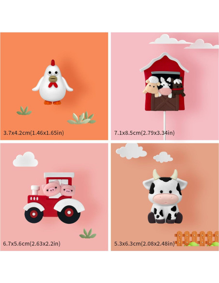 Decoraciones para Pasteles de Granja Zafena 6 Piezas Rojo