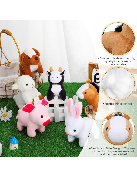 Kasyat 6 Mini Juguetes de Peluche Animales de Granja 13 cm