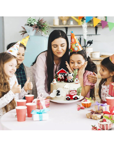 Decoraciones para Pasteles de Granja Zafena 6 Piezas Rojo