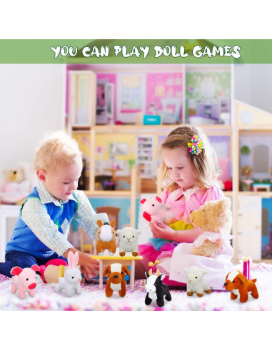 Kasyat 6 Mini Juguetes de Peluche Animales de Granja 13 cm