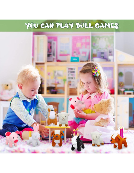 Kasyat 6 Mini Juguetes de Peluche Animales de Granja 13 cm