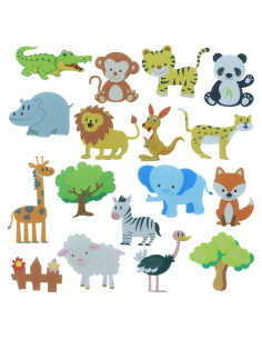 Conjunto de 17 Figuras de Animales en Fieltro BXI