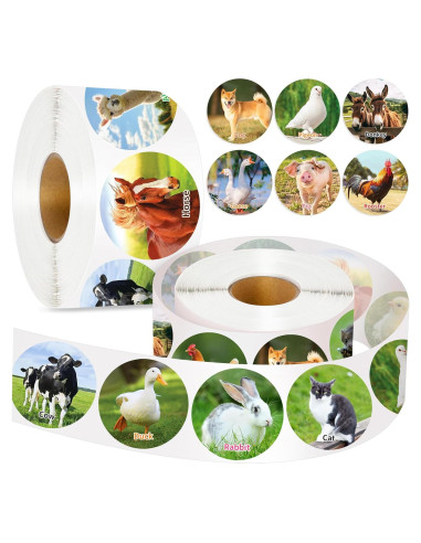 1200 Pegatinas de Animales de Granja KFPPLXQ 16 Estilos