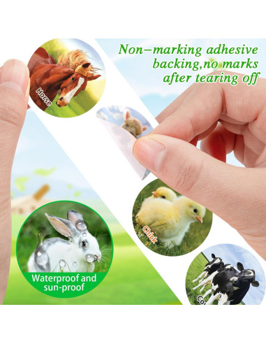 1200 Pegatinas de Animales de Granja KFPPLXQ 16 Estilos