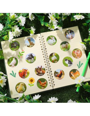 1200 Pegatinas de Animales de Granja KFPPLXQ 16 Estilos