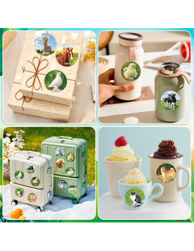 1200 Pegatinas de Animales de Granja KFPPLXQ 16 Estilos