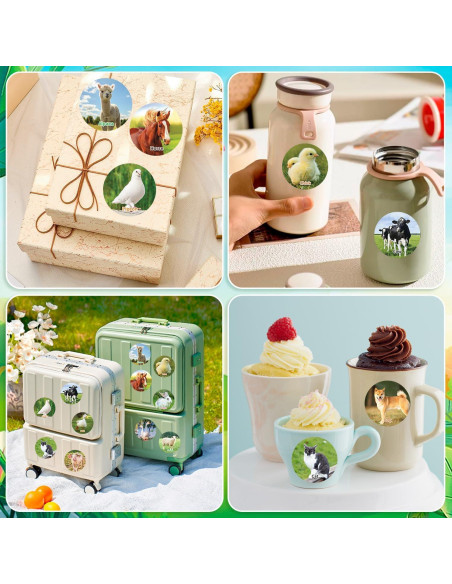 1200 Pegatinas de Animales de Granja KFPPLXQ 16 Estilos