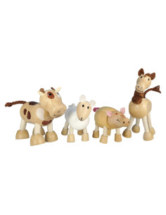 Juguetes de Animales de Granja TEKOR - Madera Natural 4 Piezas