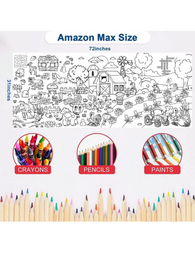 Póster Gigante para Colorear ZJDHPTY Animales de Granja