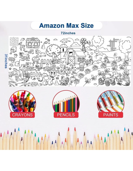 Póster Gigante para Colorear ZJDHPTY Animales de Granja