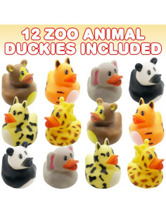 Patitos de Goma ArtCreativity - 12 Juguetes de Animales del Zoológico 2