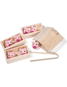 Juguete de Granja Montessori Madera Cerdo 17x15x8cm 2