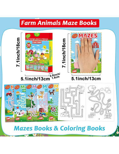 Libros de Laberintos Wiooffen 6 Páginas Animales Granja