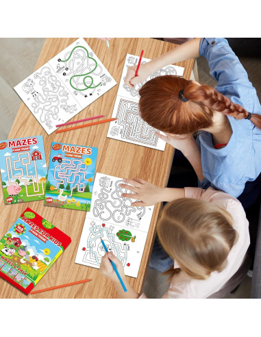 Libros de Laberintos Wiooffen 6 Páginas Animales Granja