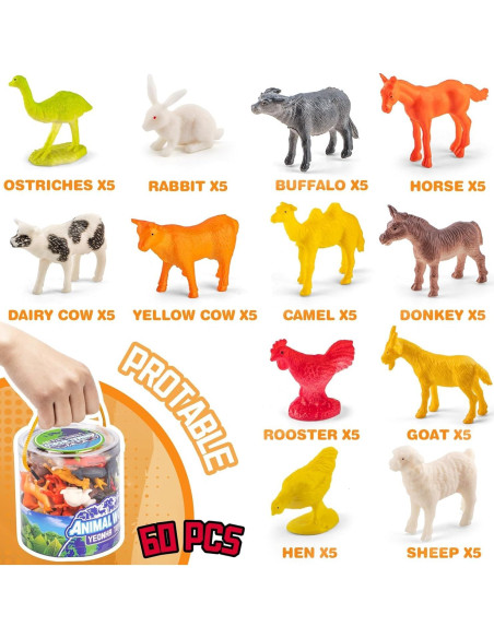 Conjunto 120 Piezas Insectos y Animales de Granja Realistas