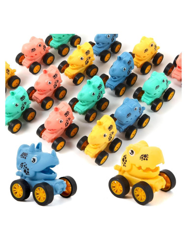 Juego de 18 Coches de Dinosaurios Retroceso Manmel