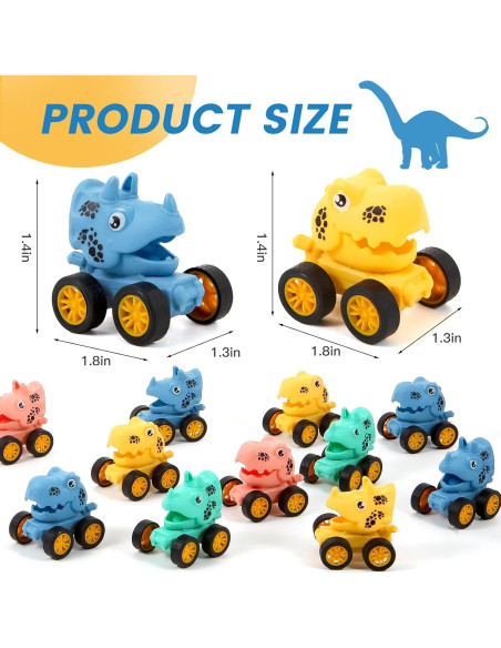Juego de 18 Coches de Dinosaurios Retroceso Manmel