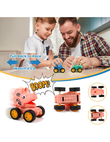 Juego de 18 Coches de Dinosaurios Retroceso Manmel