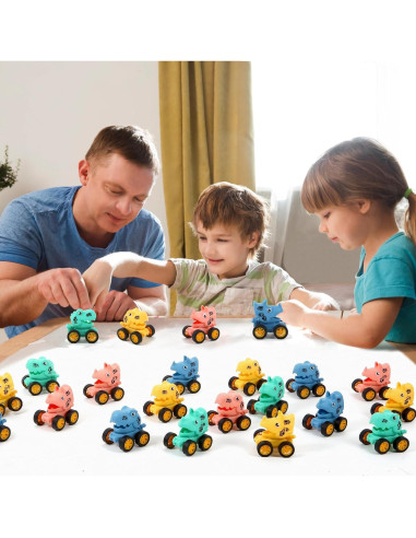 Juego de 18 Coches de Dinosaurios Retroceso Manmel