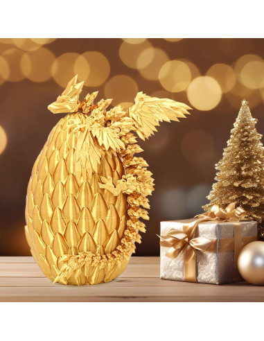 Huevo de Dragón Gradiente Dorado 13.97 cm con Dragón