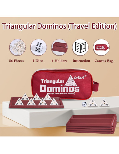Dominó Triangular Smilejoy con Spinners - 56 Fichas