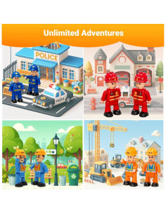 FUNERICA Conjunto de 8 Figuras Flexibles para Niños - Bomberos y Policías 2