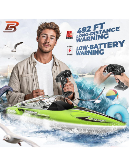 Barco RC BEZGAR HJ813 36 cm Verde 25 KMH Impermeable
