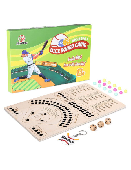 Juego de Mesa de Béisbol de Madera con Dados y Canicas
