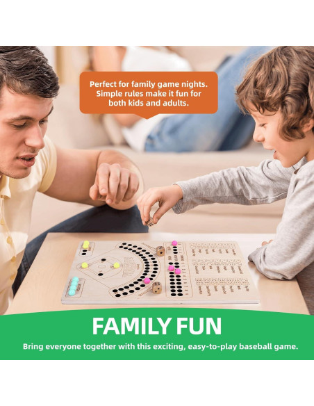 Juego de Mesa de Béisbol de Madera con Dados y Canicas