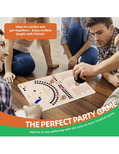 Juego de Mesa de Béisbol de Madera con Dados y Canicas