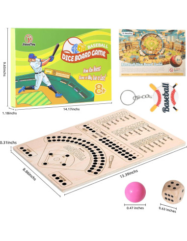 Juego de Mesa de Béisbol de Madera con Dados y Canicas
