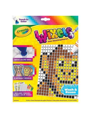 Kit de Actividades Crayola Wixels Animales, 2 Paneles y 8 Marcadores