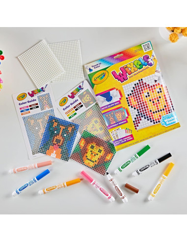 Kit de Actividades Crayola Wixels Animales, 2 Paneles y 8 Marcadores