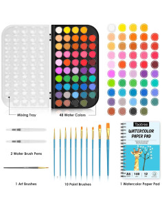 Juego de Pintura Acuarela Taotree 48 Colores y 10 Pinceles 2