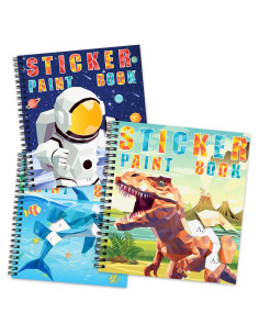 Libro de Pintura con Stickers Homicozy 3PCS Dinosaurios y Más