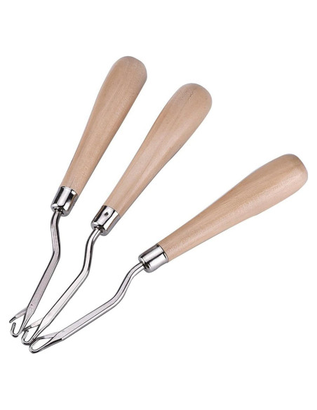 Juego de 3 herramientas de gancho de madera EBOOT 16.5 cm