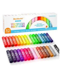 Palitos de Pintura Tempera Shuttle Art 32 Colores No Tóxicos