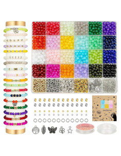 Kit de Fabricación de Pulseras de Perlas de Vidrio Sistenia 1400pcs