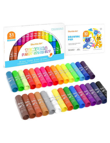 Barras de Pintura Tempera Shuttle Art 30 Colores + Bloc Dibujo