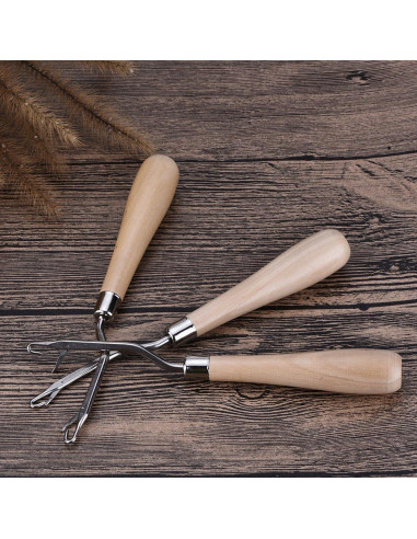 Juego de 3 herramientas de gancho de madera EBOOT 16.5 cm